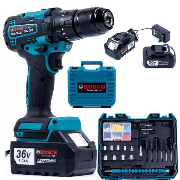 Аккумуляторный ударный шуруповерт Bosch GSB 36-2LI (36V, 6Ah) Бесщеточный шуруповерт Бош 13 мм с набором