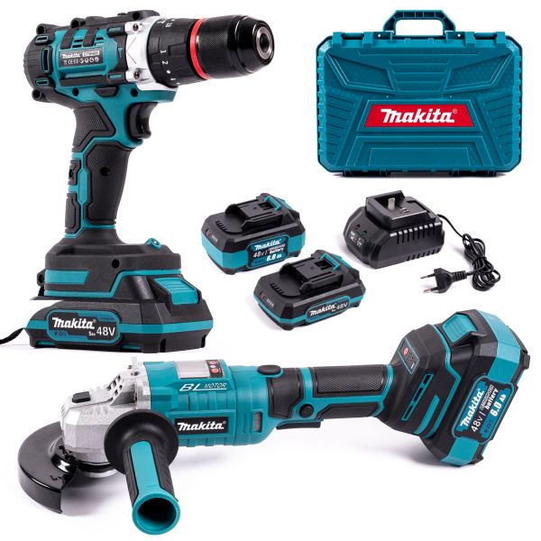 Бесщеточный аккумуляторный набор Makita 2в1 48V Ударный шуруповерт DTW488+Болгарка DGA509Z PRO АКБ Макита