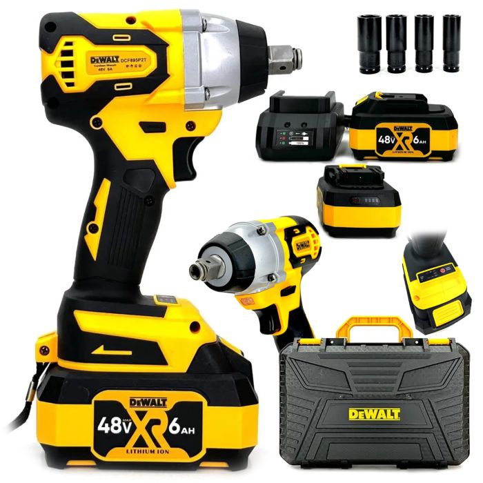 Гайковерт аккумуляторный DeWalt DCF895P2T (48V, 6AH) Бесщеточный мощный ударный гайковерт Деволт