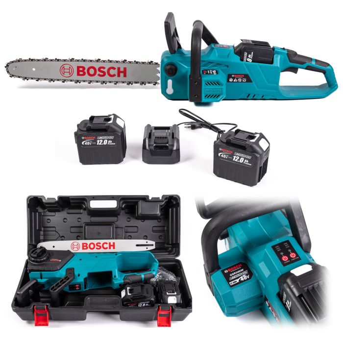 Безщіткова акумуляторна пила Bosch GSR340iW (48V, 12 Ah) Ланцюгова АКБ пила Бош з шиною 45 см для дров