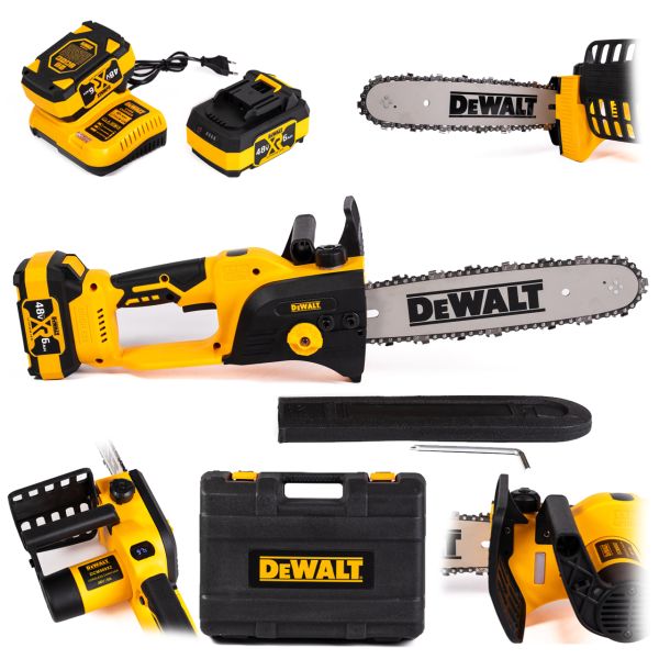 Ланцюгова акумуляторна пила DeWalt DCM589X2 (48V, 6Ah) Пила Деволт 30см безщіткова + 2 АКБ в наборі