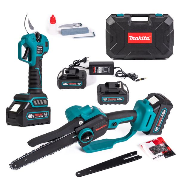 Набір акумуляторний Makita 2в1 (Секатор DMT73BL, Пила DUC202Z 20см) Безщітковий садовий набір Макіта з 2 АКБ (48V, 6Ah)