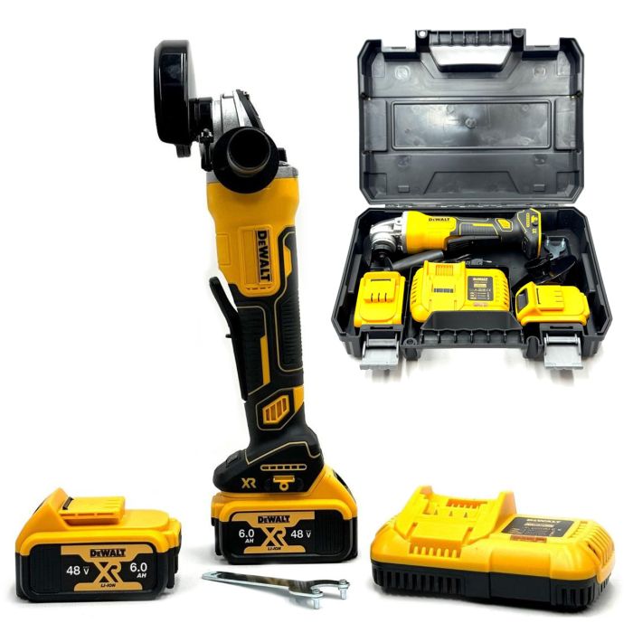 Кутова акумуляторна шліфувальна машина DeWalt DCG413 (48V, 6Ah, диск 125мм) Болгарка Деволт з 2 АКБ для різання та шліфування
