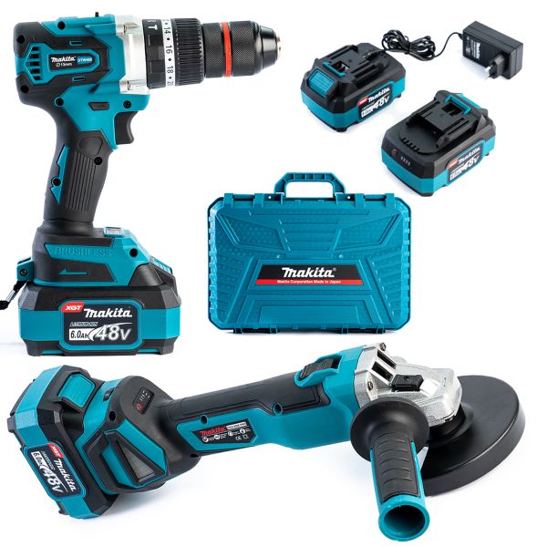 Бесщеточный аккумуляторный набор Makita 2в1 48V 6Ah (Ударный шуруповерт DTW488+Болгарка DGA506ZPRO) Макита