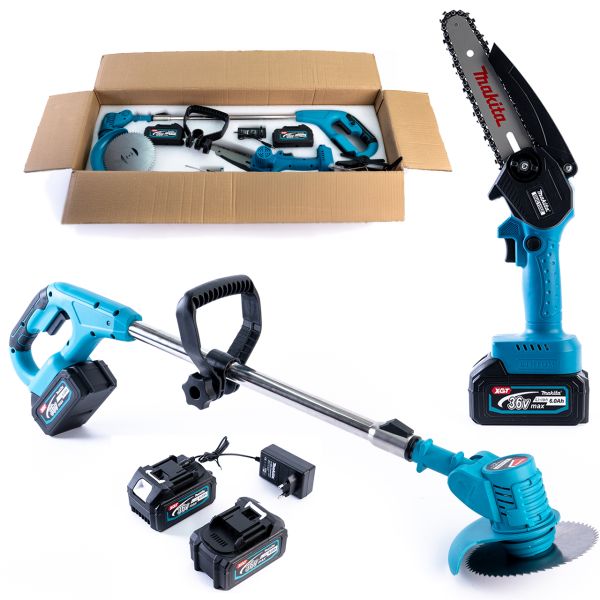 Аккумуляторный садовый набор Makita 2в1 ( 36V 6Ah ) АКБ Триммер UR150DWAE + Цепная мини-пила DUC155Z Макита