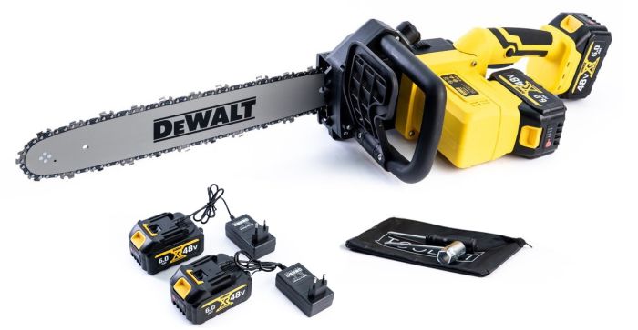 Аккумуляторная цепная пила DeWalt DCM566X1 (48V, 6Ah) Бесщеточная АКБ пила Деволт с шиной 40 см для дров