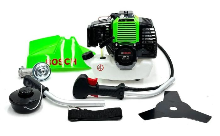 Мотокоса Bosch GTR75 Мощная садовая мотокоса для высокой травы, Бензиновая коса Бош 52см3 Комплект "ЭКО"
