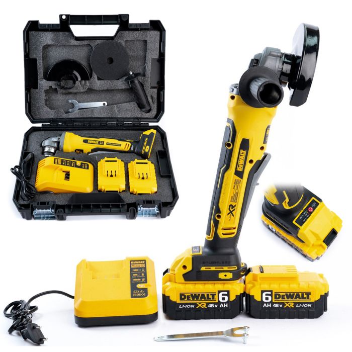 Аккумуляторная бесщеточная болгарка DeWalt DCG413 (48V, 6Ah) Угловая шлифмашина Деволт 125 мм для дерева и металла