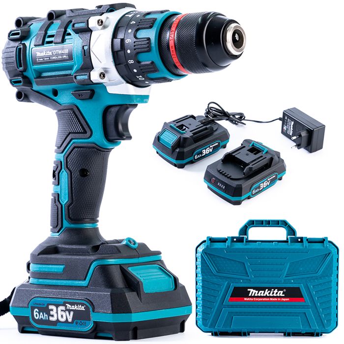 Ударний безщітковий акумуляторний дриль-шуруповерт Makita DTW 488 (36V, 6 AH) Макіта з металом патроном 13 мм 